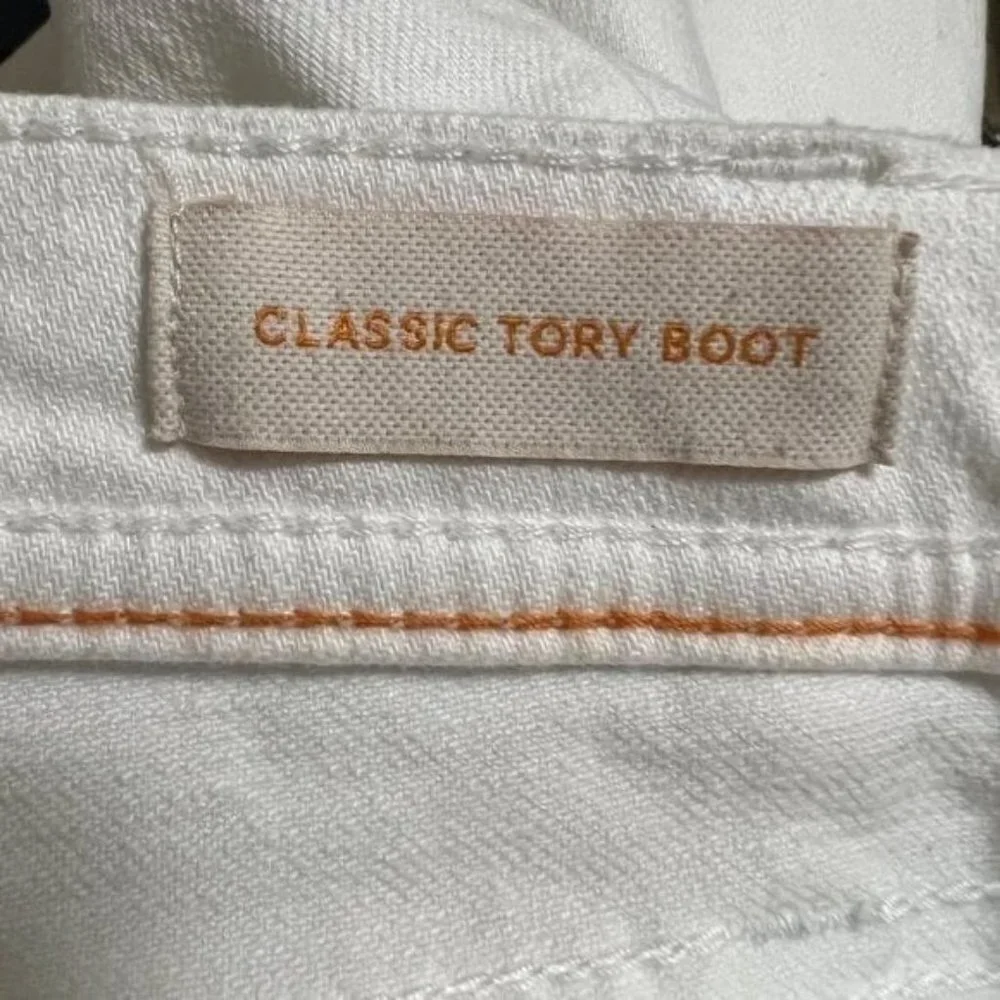 Tory Burch Classic Tory Boot White Bootcut Jeans Size 28